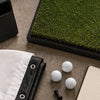 Golf simulator parts including a turf hitting mat, launch monitor and golf balls